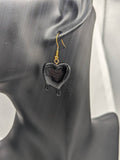 Bleeding heart earrings, gothic style earrings, gothic gift ideas, black heart earrings, heart themed gifts, gifts for gothic girlfriend,