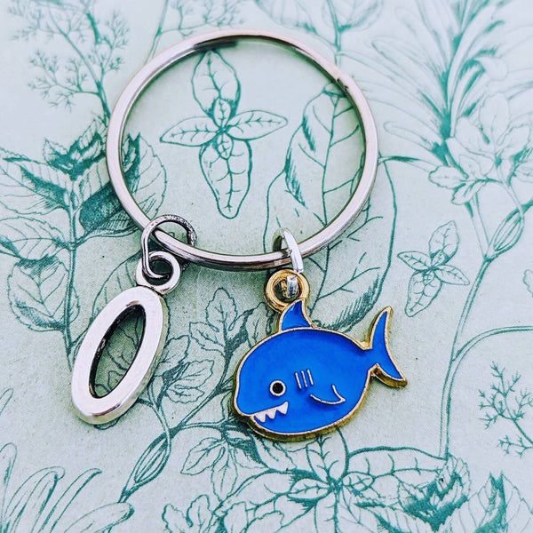 Blue shark keychain, cute shark keyring, shark accessories, shark themed, gifts for shark lovers, marine biologist gifts, shark addict,