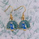 Peacock earrings, peacock jewelry, gifts for peacock lovers, peacock accessories, bird earrings, bird jewelry, wildlife vet gifts,