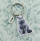 Grey cat keychain, cat owner gifts, cat keyring, pet cat memorial gifts, cute cat gifts, vet bag accessories, veterinary gifts, vet gifts