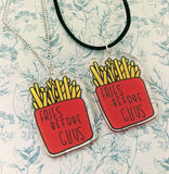 Fries before guys necklace, foodie necklace, quirky fun necklace, novelty jewelry, friendship gifts, friendship jewelry, gifts for sisters