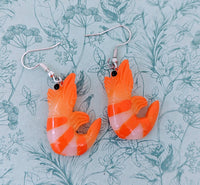 Shrimp earrings, shrimp jewellery, shrimp lover gifts, statement earrings, chef gifts, kawaii earrings, kawaii jewelry, fish earrings,