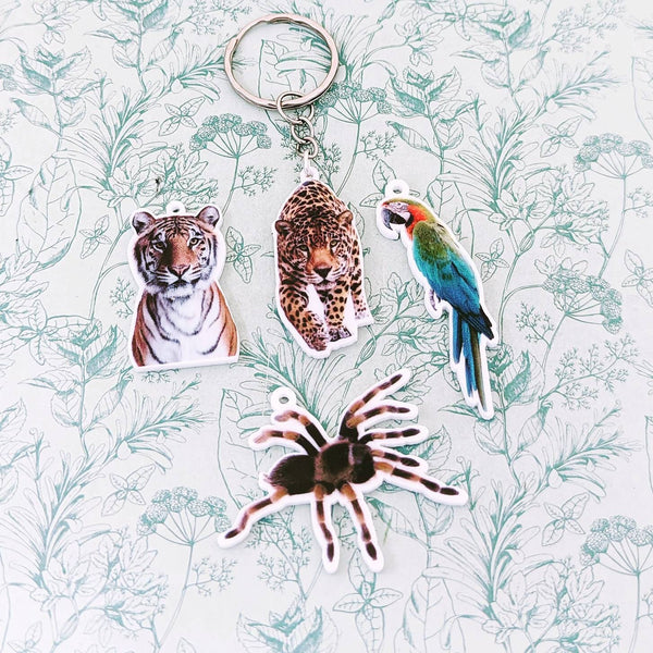 Tiger keychain, animal lover gifts, animal lover accessories, bag accessories, wildlife vet gifts, parrot inspired gifts, vet graduate gifts