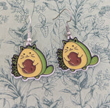 Avacado cat earrings, avacado lover gifts, kawaii jewelry, kawaii earrings, cute cat earrings, cat lover gifts, avacado jewelry, cat owner