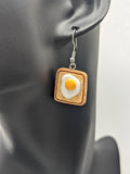 Egg on toast earrings, foodie lover gifts, chef earring gifts, chef jewellery, quirky food earrings, fast food lovers, fried egg earrings,