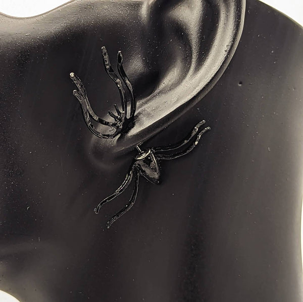 Black spider stud earrings, gothic earrings, gothic jewellery, statement earrings, spider owner gifts, spider accessories, gothic accessory