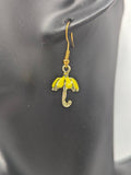 Yellow umbrella earrings, cute earrings, novelty earrings, novelty jewelry, cute kawaii jewelry, girl accessories, weather girl gifts