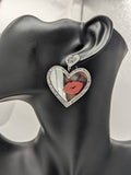 Mirrored heart earrings, statement earrings, kawaii jewelry, big earrings, heart jewelry, teen girl earrings, stud earrings, heart themed