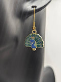 Peacock earrings, peacock jewelry, gifts for peacock lovers, peacock accessories, bird earrings, bird jewelry, wildlife vet gifts,