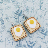 Egg on toast earrings, foodie lover gifts, chef earring gifts, chef jewellery, quirky food earrings, fast food lovers, fried egg earrings,