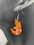 Shrimp earrings, shrimp jewellery, shrimp lover gifts, statement earrings, chef gifts, kawaii earrings, kawaii jewelry, fish earrings,