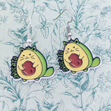 Avacado cat earrings, avacado lover gifts, kawaii jewelry, kawaii earrings, cute cat earrings, cat lover gifts, avacado jewelry, cat owner