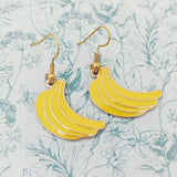 Banana earrings, fruit earrings, fruit lover gifts, gifts for vegans, fruit jewelry, kawaii earrings, kawaii jewelry, foodie gifts, healthy