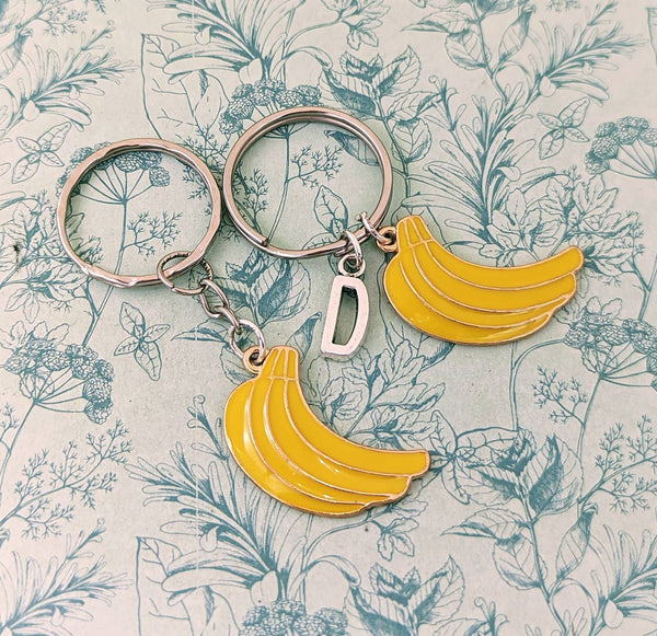 Banana keychain, fruit keychain, fruit lover gifts, quirky gifts, food gifts, gifts for bakers, gifts for chefs, food lovers, novelty gifts