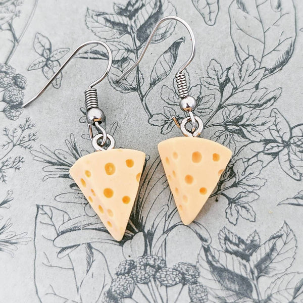 Cheese earrings, gifts for cheese lovers, novelty earrings, food lover gifts, miniature food jewellery, food themed gifts, chef earrings,