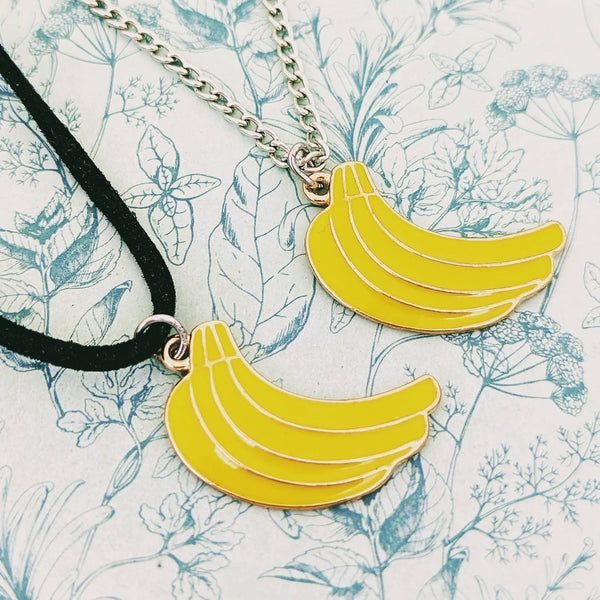 Banana necklace, fruit necklace, fruit lover gifts, gifts for fitness instructor, kawaii necklace, kawaii jewelry, novelty gift ideas,