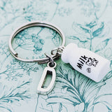 Milk keychain, kawaii keychain, cute keyring, kawaii gifts, farmer gifts, cow lover gifts, cow keychain, novelty gifts, food keychain,