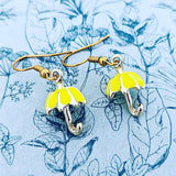 Yellow umbrella earrings, cute earrings, novelty earrings, novelty jewelry, cute kawaii jewelry, girl accessories, weather girl gifts