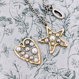 Heart pearl necklace, heart style jewellery, star pendant, beach accessories, beach lover gifts, summer inspired gifts, summer jewelry,