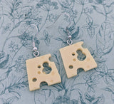 Cheese earrings, cheese lover gifts, cheese jewellery, foodie gifts, food lovers, food earrings, novelty earrings, cheese slice, fun jewelry