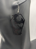 Bat coffin earrings, bat lover gifts, Halloween earrings, Halloween accessories, halloween jewelry, bat jewelry, witch earrings,