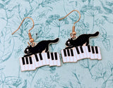 Cat earrings, musician earrings, gifts for musicians, gifts for cat mom, music lover gifts, gifts for a pianist, cat jewellery,