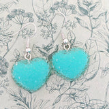 Frosted blue heart earrings, heart jewellery, gifts for girlfriend, gifts for sister, daughter gifts, heart accessories, summer accessories