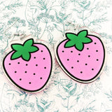 Strawberry earrings, statement earrings, Strawberry jewelry, fruit earrings, kawaii earrings, kawaii jewellery, fruit lovers, fruit gifts,