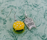 Burger and fries earrings, burger jewelry, fast food lover gifts, foodie gifts, food earrings, novelty earrings, novelty jewelry,