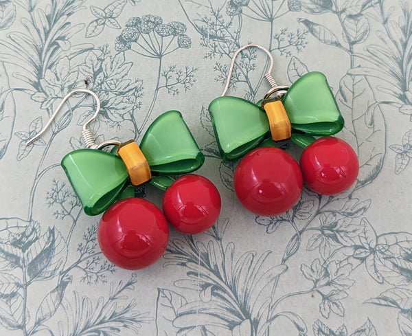 Cherry earrings, cherry jewellery, cherry lover gifts, rockabilly earrings, kawaii jewelry, kawaii earrings, food earrings, cute earrings