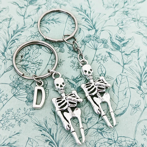 Skeleton keychain, skeleton keyring, day of the dead gifts, Halloween gifts, Halloween accessories, gothic accessories, gifts for goths,