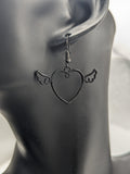 Black heart earrings, black heart jewellery, angel earrings, angel jewellery, devil earrings, devil jewellery, gothic earrings, gothic gifts