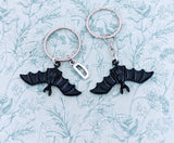 Black bat keychain, gifts for bat lovers, bat watcher gifts, vampire bat keychain, gothic accessories, gothic themed gifts, Halloween gifts