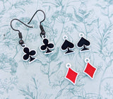 Playing card earrings, ace of spades earrings, card magician gifts, casino earrings, casino player gifts, gambler gifts, fun earrings,