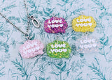 I love you necklace, valentines day gifts, gifts for girlfriends, kawaii keychain, daughter gifts, gifts for mom, school bag accessories,