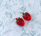 Strawberry earrings, strawberry jewelry, strawberry lover gifts, strawberry themed, fruit earrings, fruit jewellery, summer earrings,