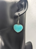 Frosted blue heart earrings, heart jewellery, gifts for girlfriend, gifts for sister, daughter gifts, heart accessories, summer accessories