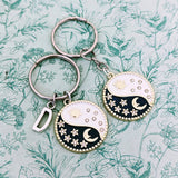 Ying Yang keychain, ying Yang gifts, celestial keychain, celestial gifts, pagan keychain, pagan gifts, tattoo artist gifts, space keychain