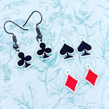 Playing card earrings, ace of spades earrings, card magician gifts, casino earrings, casino player gifts, gambler gifts, fun earrings,