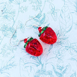 Strawberry earrings, strawberry jewelry, strawberry lover gifts, strawberry themed, fruit earrings, fruit jewellery, summer earrings,
