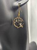 Cat earrings, cat lover gifts, moon earrings, valentine's Day gifts, cat mom gifts, romantic gifts, crazy cat lady, cat charm, star jewelry,