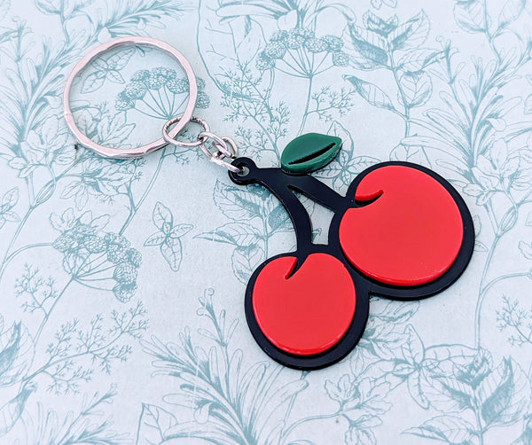 Cherry keychain, cherry accessories, cherry lover gifts, red cherry, retro bag charm, retro accessories, retro keychain, fruit lover gifts