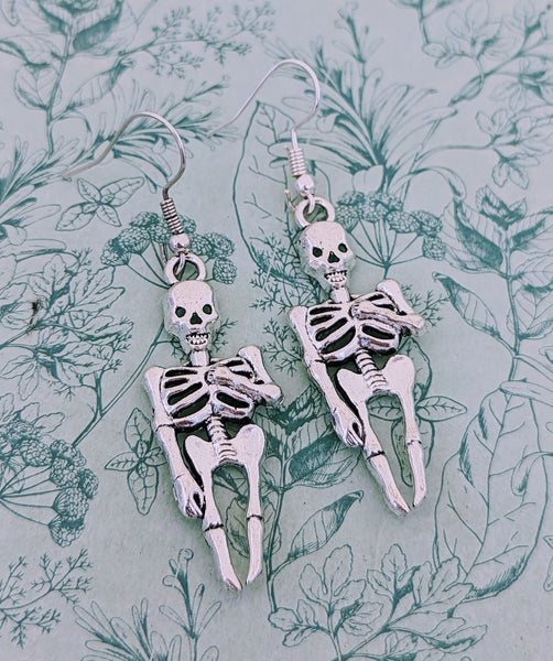 Skeleton earrings, skeleton jewellery, gothic earrings, gifts for goths, gothic jewellery, Halloween earrings, Halloween jewelry,
