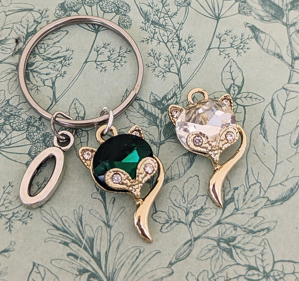 Fox keychain, fox keyring, gifts for fox lovers, fox gifts, woodland animals, animal keychain, vixen gifts, initial keychain, vixen keychain