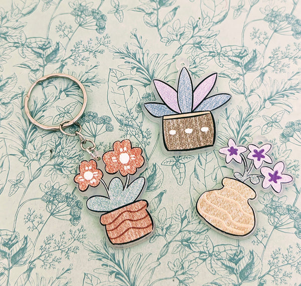Plant keychain, flower Keyring, plant lover gifts, Gardener gifts, gifts for Gardeners, gifts for plant lovers, summer accessories, florist