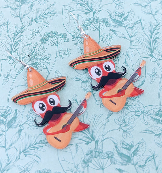 Novelty earrings, Mexico themed, Mexican earrings, Mexican carnival gifts, pepper earrings, novelty jewelry, quirky earrings, quirky gifts