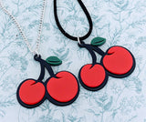 Cherry necklace pendant, cherry jewellery, cherry lover gifts, retro necklace, retro jewelry, fruit necklace, fruit jewellery, fruit lovers