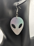 Alien earrings, UFO earrings, statement earrings, glittery earrings, kawaii earrings, alien jewellery, gifts for alien believers, UFO gifts,