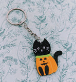 Pumpkin cat keyring, pumpkin gifts, Halloween keychain, Halloween lover gifts, Halloween accessories, trick or treat, Halloween party gifts
