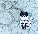 Skeleton cat keyring, skeleton gifts, Halloween keychain, Halloween lover gifts, Halloween accessories, trick or treat, Halloween party gift